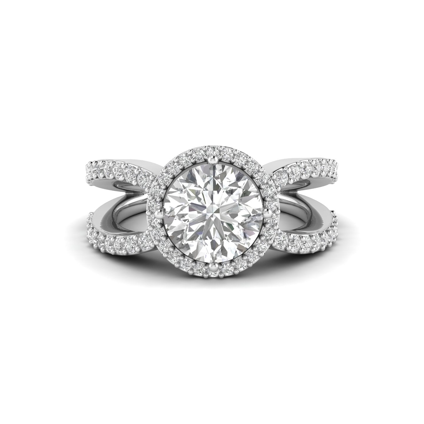 White Gold Studded 2.549 Carat Lab Grown Diamond Ring-G Color VS1 Clarity.